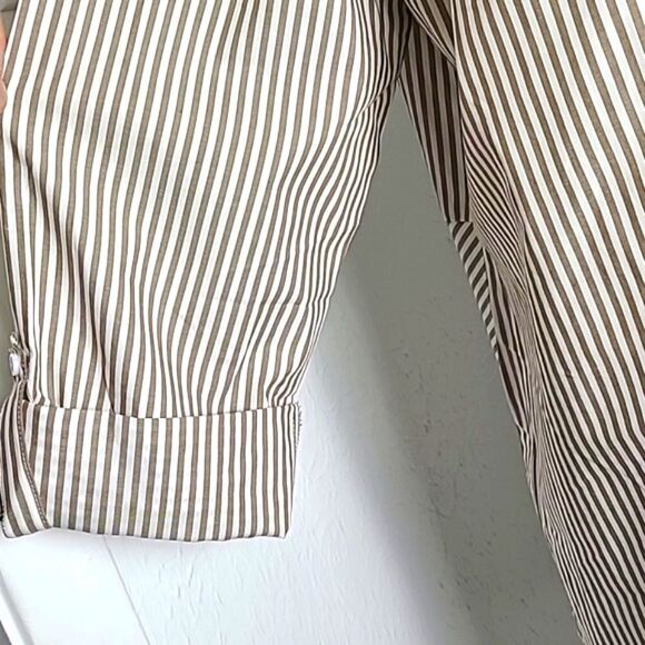 Catos Brown & White Stripe High-Low Shirt, Buttons Down the Back, Sz XL, NWT - Picture 5 of 12